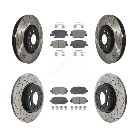 Front Rear Coated Drilled Slotted Disc Brake Rotor Semi-Metallic Pad Kit For Dodge Hornet KDS-101799