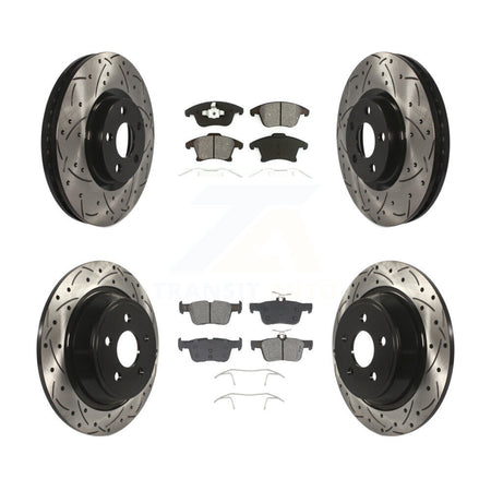 Front Rear Drill Slot Brake Rotors Semi-Metallic Pad Kit For Ford Police Responder Hybrid KDS-101802