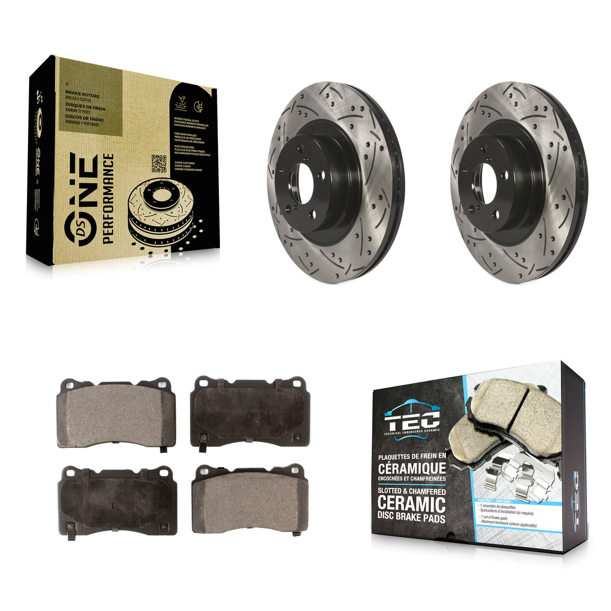 Front Drilled Slot Brake Rotor & Ceramic Pad Kit For 2019 Toyota 86 Without Brembo Brakes KDT-100073