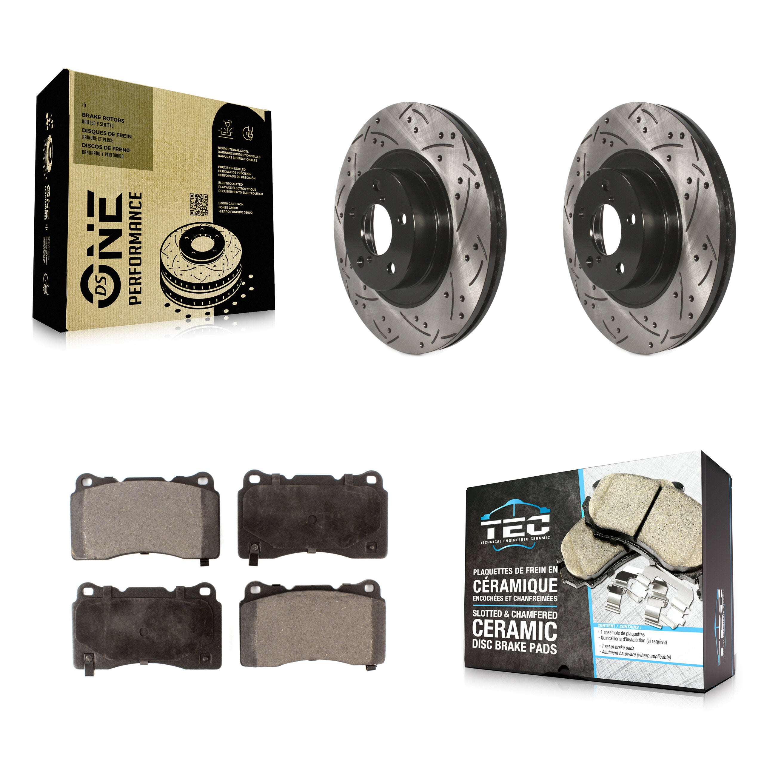 Front Drilled Slot Brake Rotor & Ceramic Pad Kit For 2019 Toyota 86 Without Brembo Brakes KDT-100073