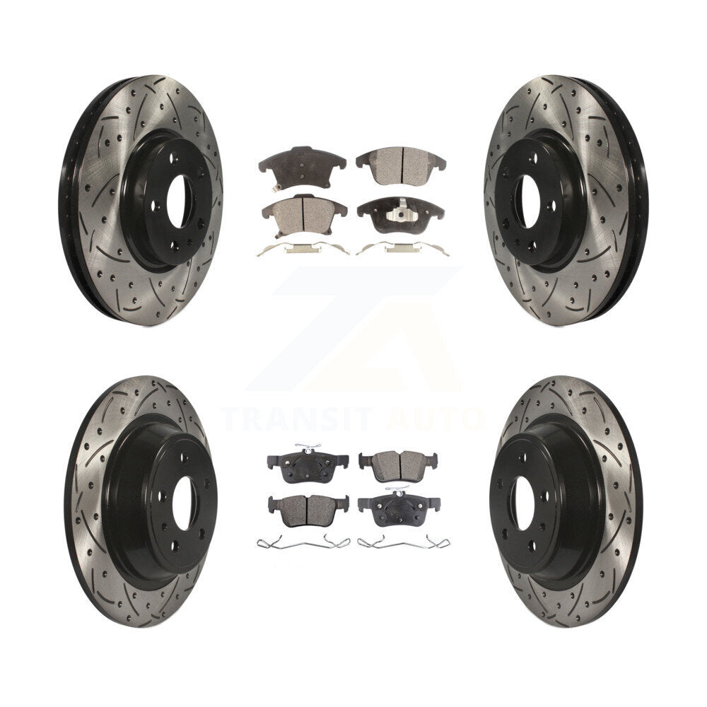 Front Rear Coated Drill Slot Disc Brake Rotor Ceramic Pad Kit For Ford Fusion Lincoln MKZ KDT-100241
