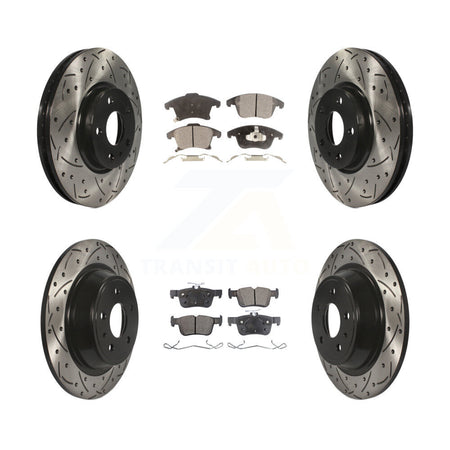 Front Rear Coated Drill Slot Disc Brake Rotor Ceramic Pad Kit For Ford Fusion Lincoln MKZ KDT-100241