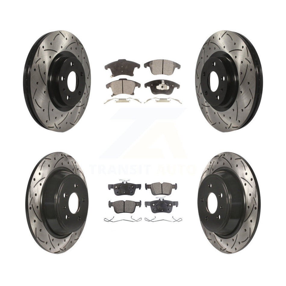 Front Rear Coated Drill Slot Disc Brake Rotor Ceramic Pad Kit For Ford Fusion Lincoln MKZ KDT-100242