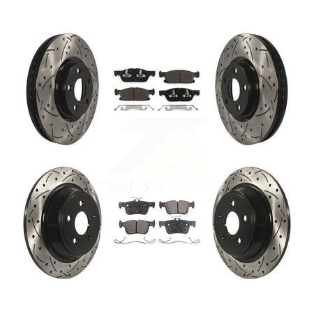 Front Rear Coated Drilled Slotted Disc Brake Rotors And Ceramic Pads Kit For Ford Edge KDT-100246