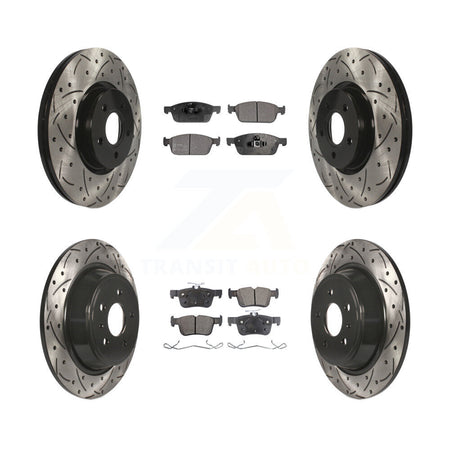 Front Rear Coated Drill Slot Disc Brake Rotor Ceramic Pad Kit For Ford Escape Lincoln MKC KDT-100330