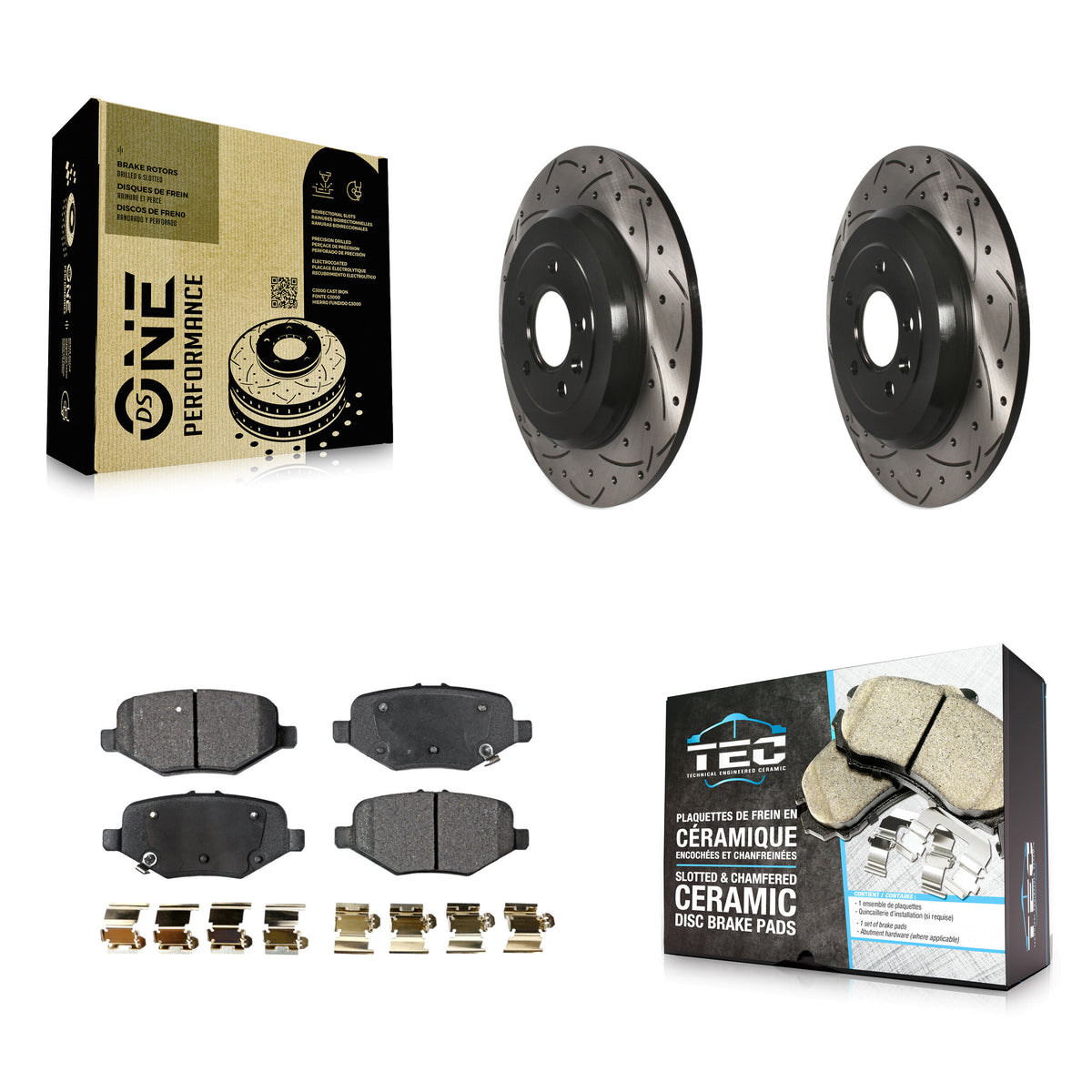 Rear Drilled Slot Brake Rotor Ceramic Pad Kit For Ford Explorer Without Heavy Duty Brakes KDT-100460