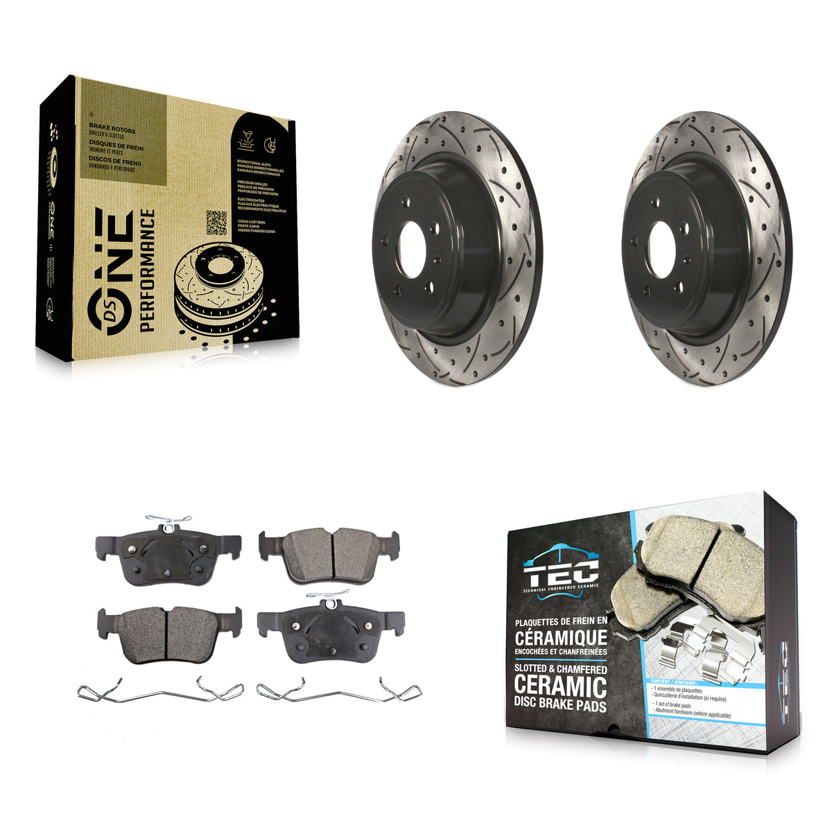Rear Drilled Slot Brake Rotors Ceramic Pad Kit For Ford Escape Fusion Lincoln MKC MKX MKZ KDT-100468