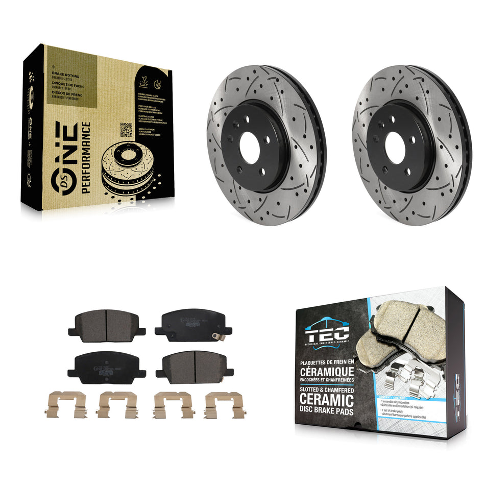 Front Coated Drill Slot Disc Brake Rotors Ceramic Pad Kit For Buick Encore Chevrolet Trax KDT-100759