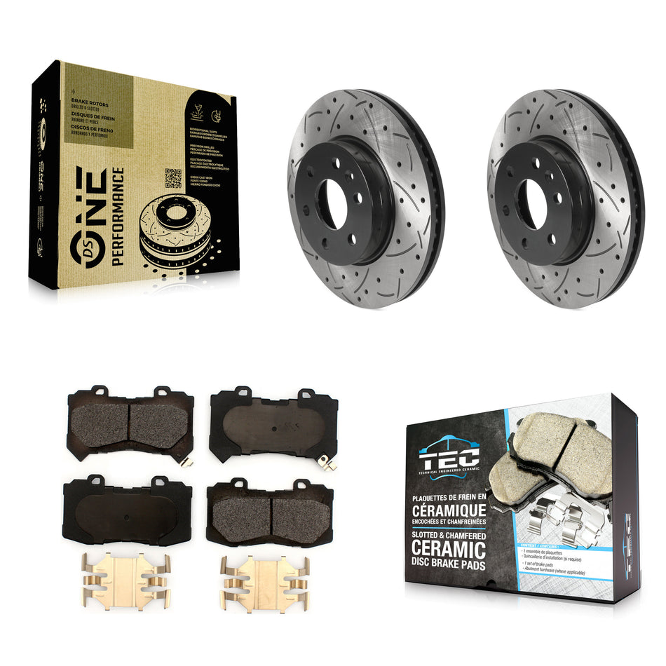 Front Drill Slot Brake Rotors Ceramic Pad Kit For 2015-2020 Chevrolet Colorado GMC Canyon KDT-100761