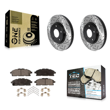 Front Coated Drilled Slotted Disc Brake Rotors Ceramic Pad Kit For 2011-2017 Nissan Quest KDT-100773