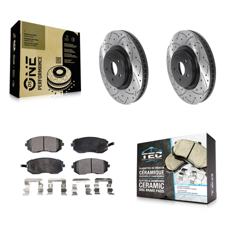 Front Coated Drilled Slotted Disc Brake Rotors And Ceramic Pads Kit For Subaru Legacy KDT-100778