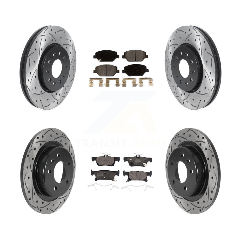 Front Rear Coated Drilled Slotted Disc Brake Rotor And Ceramic Pad Kit For Buick Envision KDT-100816