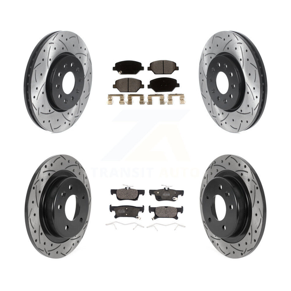 Front Rear Coated Drilled Slotted Disc Brake Rotor And Ceramic Pad Kit For Buick Envision KDT-100816