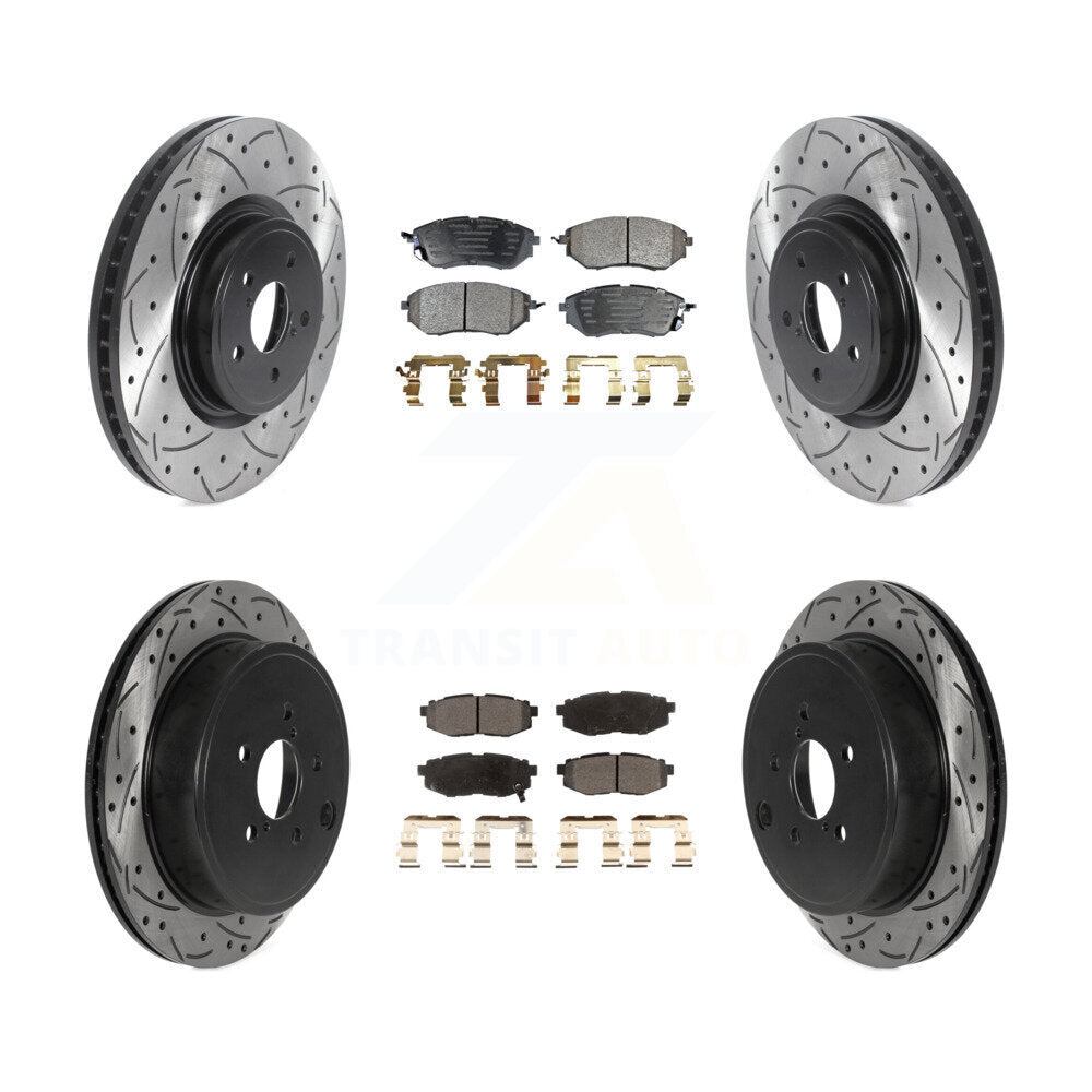 Front Rear Coated Drilled Slot Disc Brake Rotor Ceramic Pad Kit For Subaru Outback Legacy KDT-100838