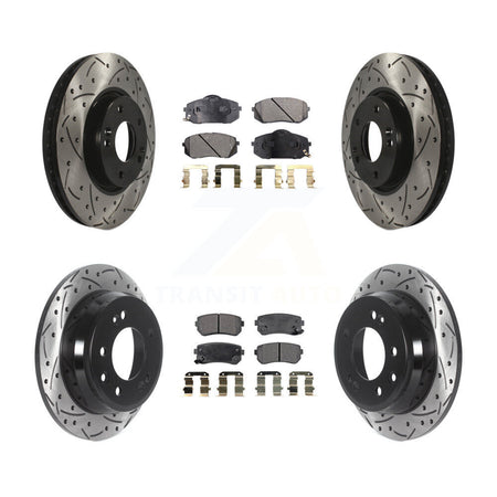 Front Rear Drilled Slot Disc Brake Rotors Ceramic Pad Kit For Hyundai Tucson Kia Sportage KDT-100843
