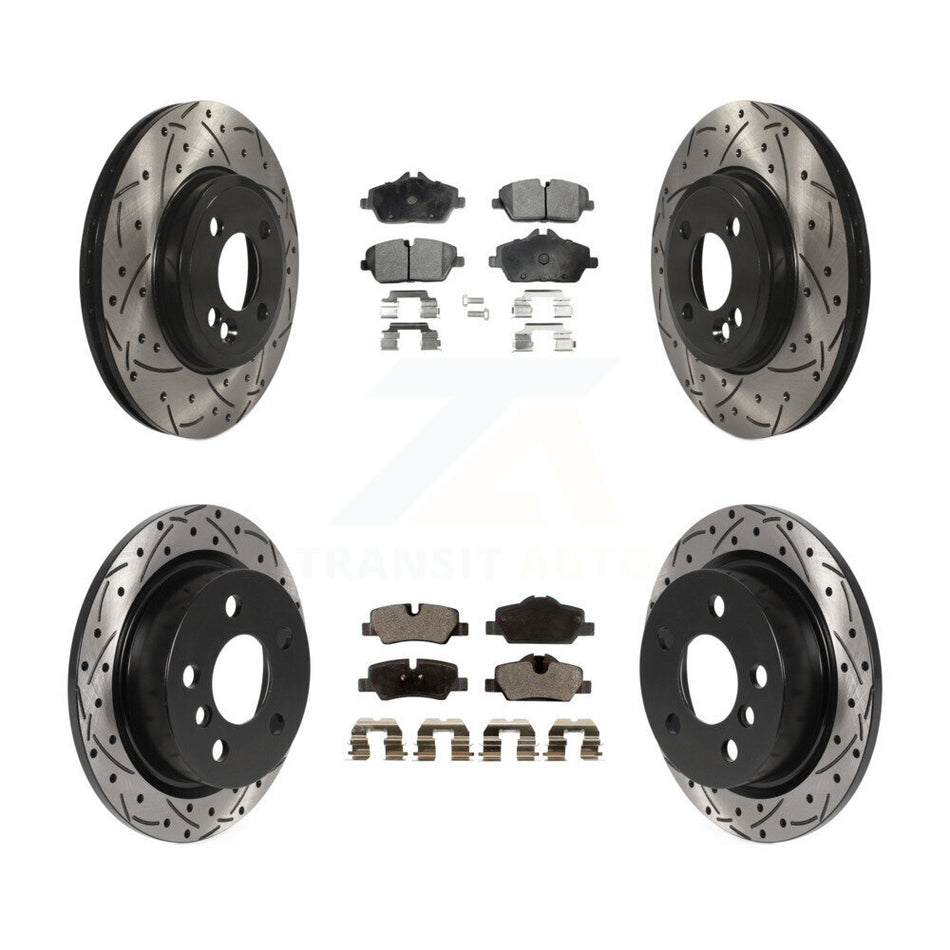 Front Rear Drilled Slot Disc Brake Rotor & Ceramic Pad Kit For 2015 Mini Cooper 2.0L/1.5L KDT-100851