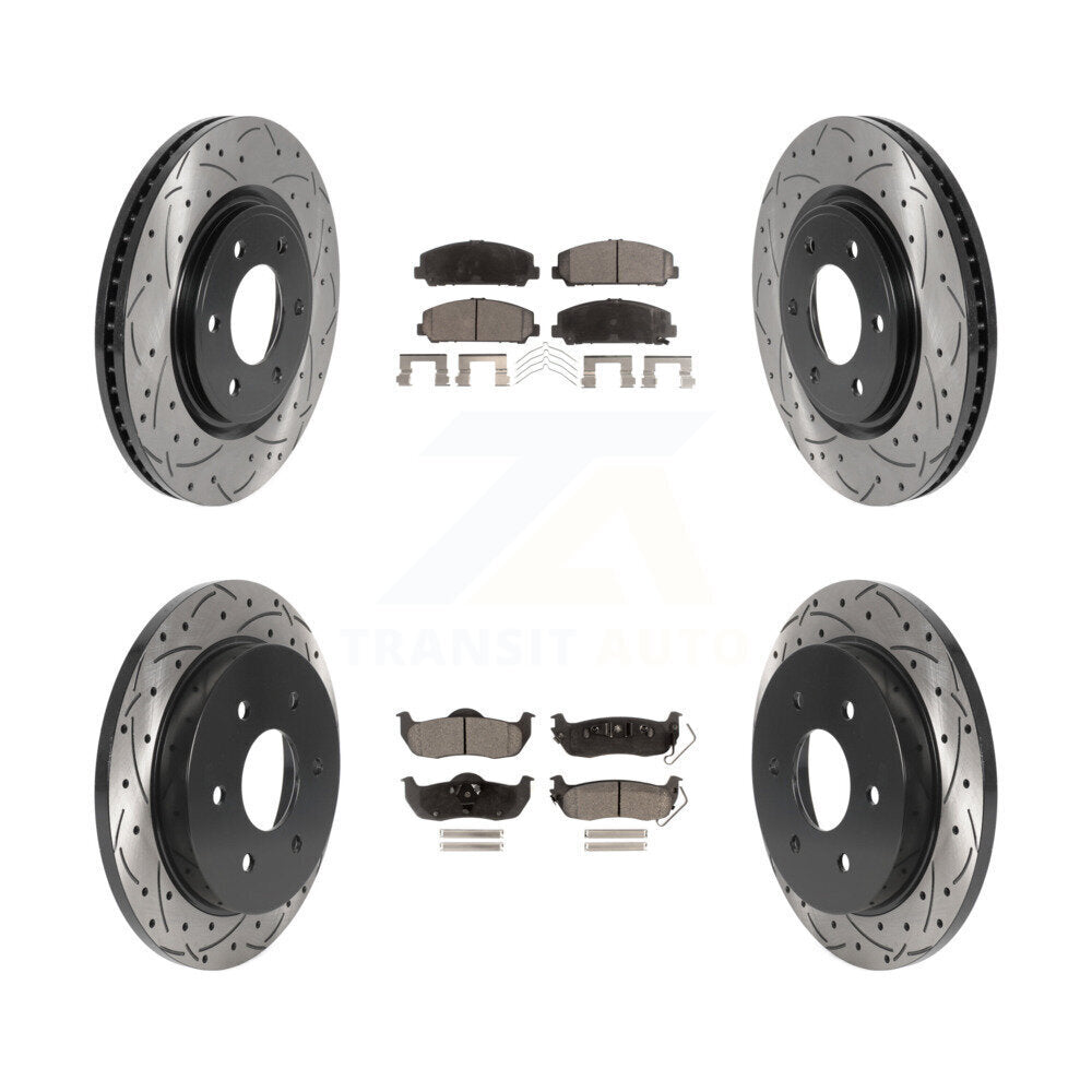 Front Rear Drilled Slot Brake Rotor Ceramic Pad Kit For Nissan TITAN Armada INFINITI QX56 KDT-100852
