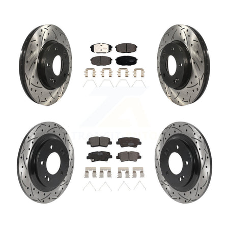 Front Rear Drill Slot Disc Brake Rotors Ceramic Pad Kit For Kia Forte5 Hyundai Elantra GT KDT-100868