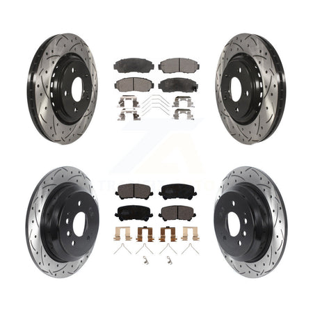 Front Rear Coat Drill Slot Disc Brake Rotors Ceramic Pad Kit For 2019-2024 Honda Passport KDT-100889
