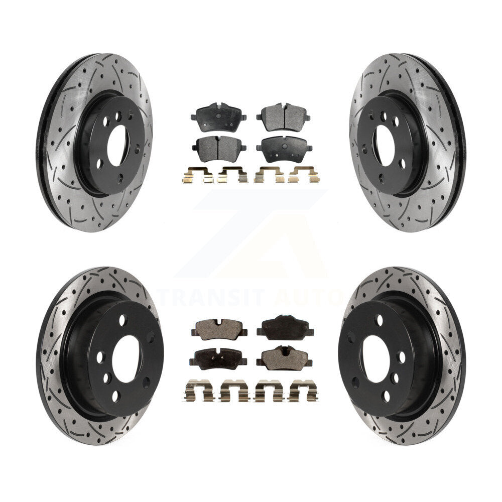 Front Rear Coated Drilled Slotted Disc Brake Rotors And Ceramic Pads Kit For Mini Cooper KDT-100892