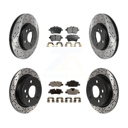 Front Rear Coated Drilled Slotted Disc Brake Rotors And Ceramic Pads Kit For Mini Cooper KDT-100892