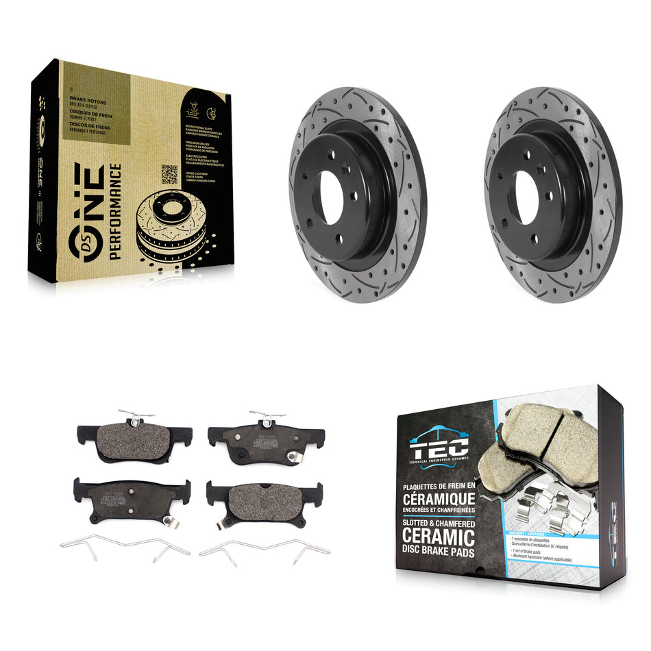Rear Coated Drilled Slotted Disc Brake Rotors And Ceramic Pads Kit For Buick Envision KDT-100909