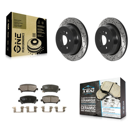 Rear Drilled Slot Brake Rotor Ceramic Pad Kit For 2015-2020 Chevrolet Colorado GMC Canyon KDT-100912