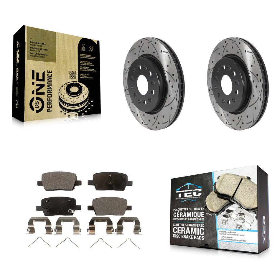 Rear Drill Slot Brake Rotor Ceramic Pad Kit For Chevrolet Cadillac XT5 Traverse GMC Buick KDT-100913