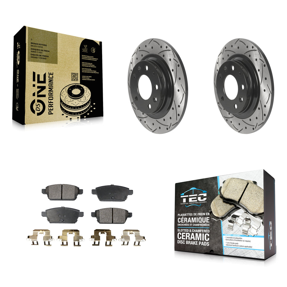 Rear Drilled Slot Brake Rotors Ceramic Pad Kit For Ford Fusion Mazda 6 Lincoln MKZ Zephyr KDT-100920