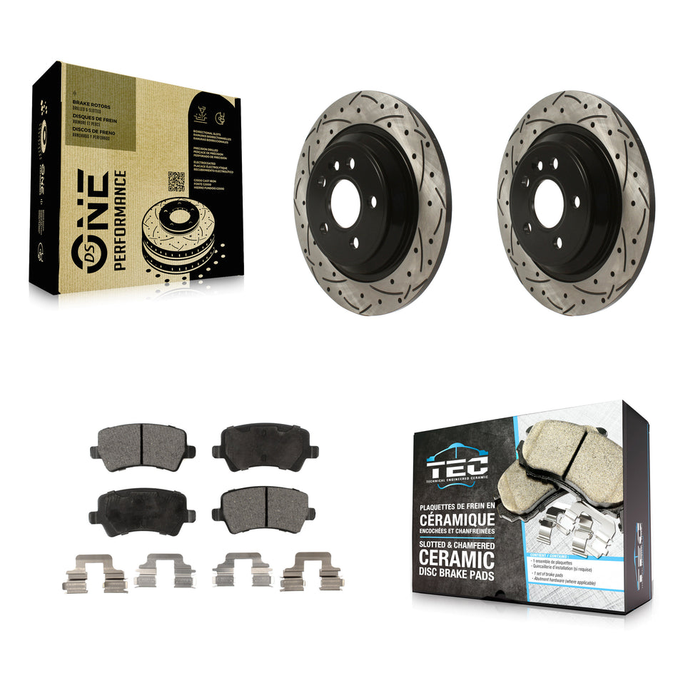 Rear Drill Slot Brake Rotors Ceramic Pad Kit For Volvo XC70 S60 V60 S80 Cross Country V70 KDT-100932