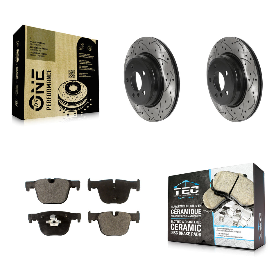 Rear Drill Slot Brake Rotors Ceramic Pad Kit For BMW 330i xDrive 328i 335i 428i 340i 435i KDT-100953