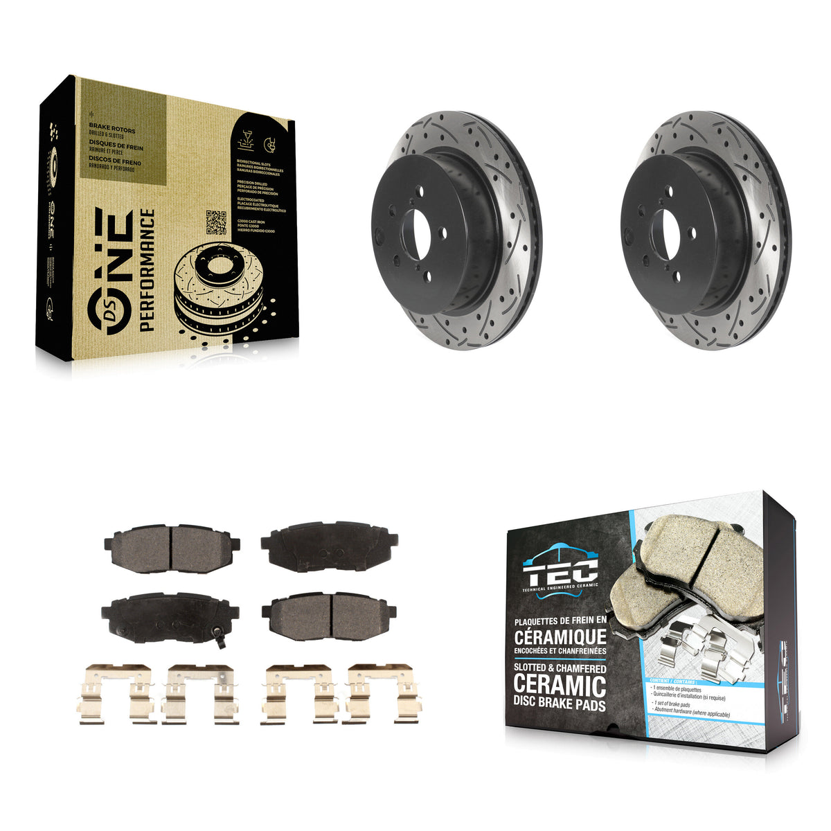 Rear Coat Drill Slot Disc Brake Rotors Ceramic Pad Kit For 2014-2018 Subaru Forester 2.0L KDT-100957