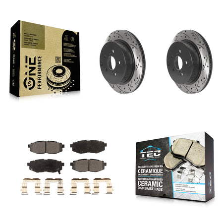 Rear Coat Drill Slot Disc Brake Rotors Ceramic Pad Kit For 2014-2018 Subaru Forester 2.0L KDT-100957