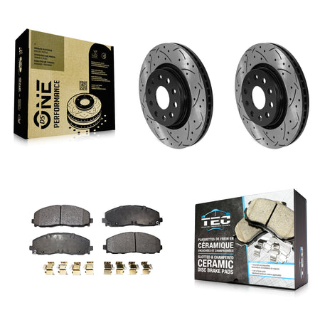 Front Coated Drilled Slotted Disc Brake Rotor Ceramic Pad Kit For Jeep Wrangler Gladiator KDT-101034