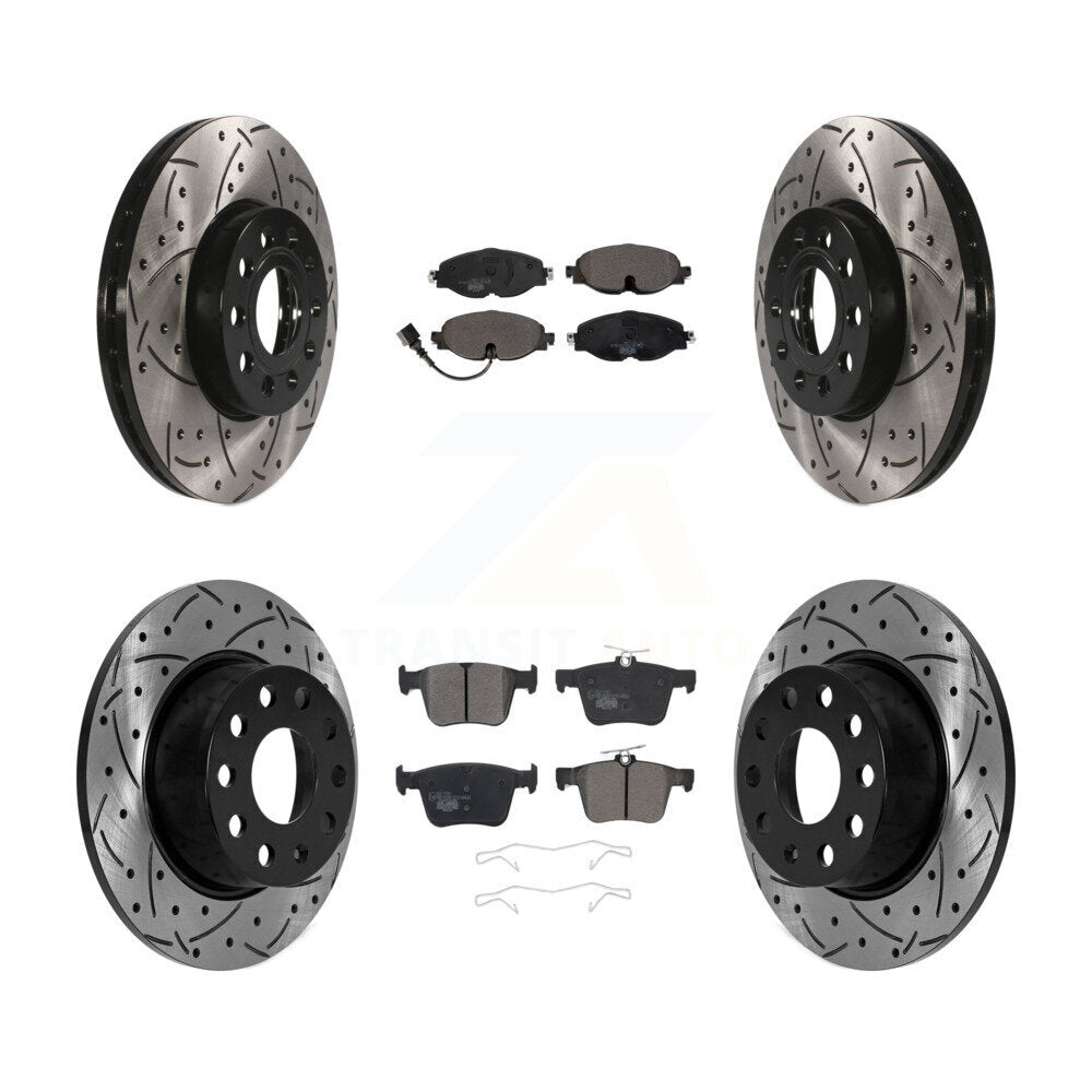 Front Rear Coated Drilled Slot Disc Brake Rotor Ceramic Pad Kit For Volkswagen Jetta Taos KDT-101037