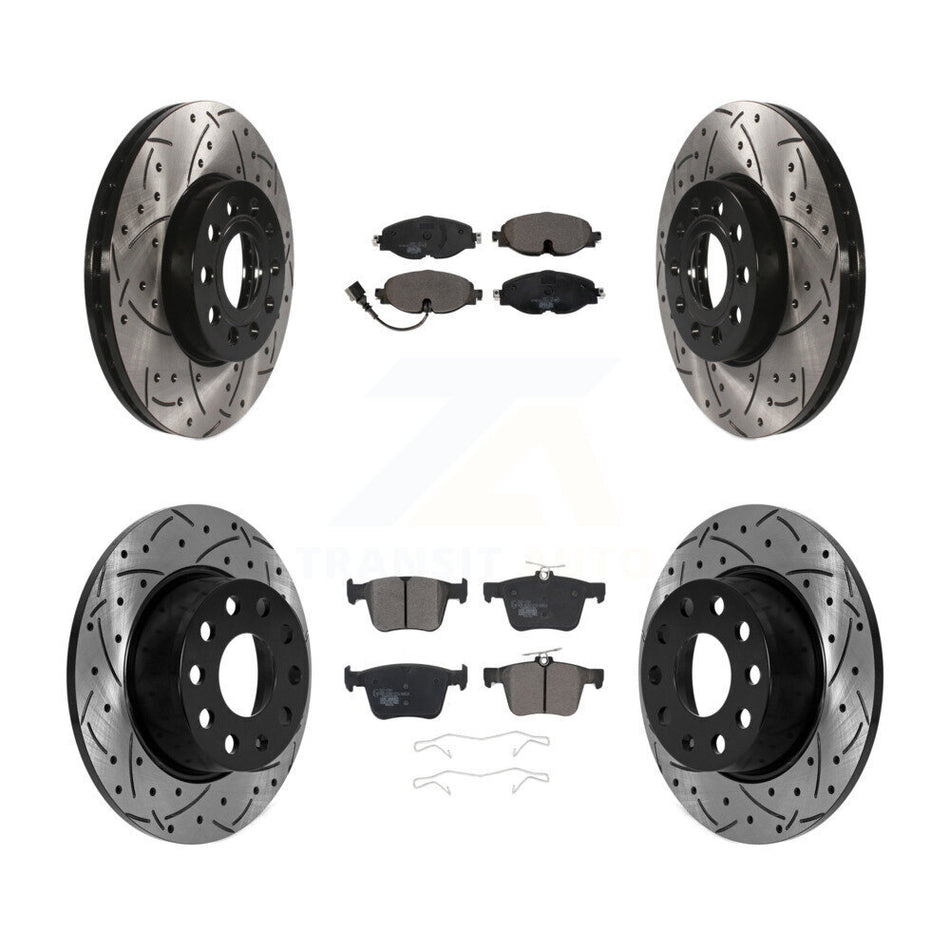 Front Rear Coated Drilled Slot Disc Brake Rotor Ceramic Pad Kit For Volkswagen Jetta Taos KDT-101037