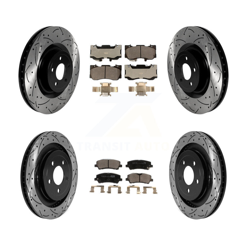 Front Rear Drill Slot Brake Rotors Ceramic Pad Kit For Ford Mustang Without Brembo Brakes KDT-101038