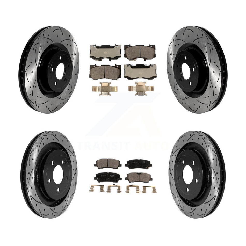 Front Rear Drill Slot Brake Rotors Ceramic Pad Kit For Ford Mustang Without Brembo Brakes KDT-101038