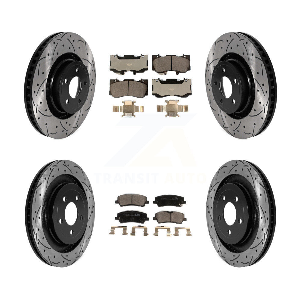 Front Rear Drill Slot Brake Rotors Ceramic Pad Kit For Ford Mustang Without Brembo Brakes KDT-101039