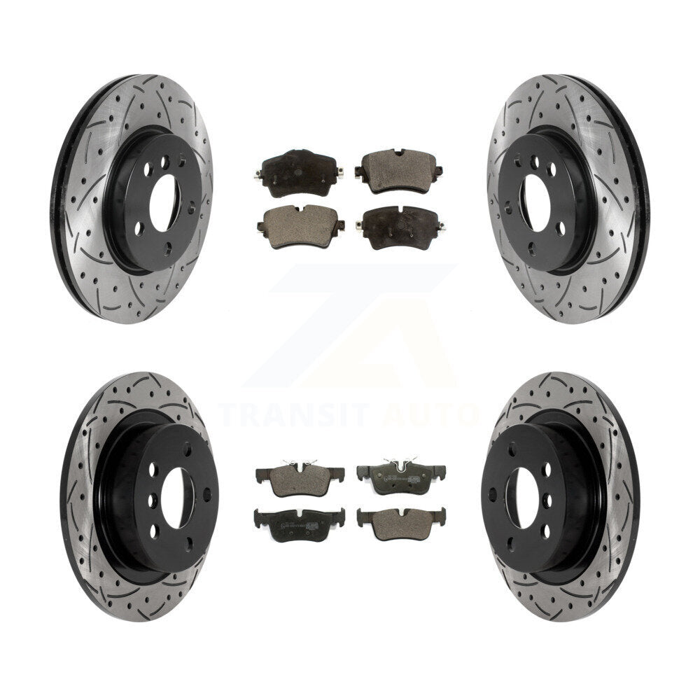 Front Rear Coated Drilled Slot Disc Brake Rotor & Ceramic Pad Kit For Mini Cooper Clubman KDT-101046