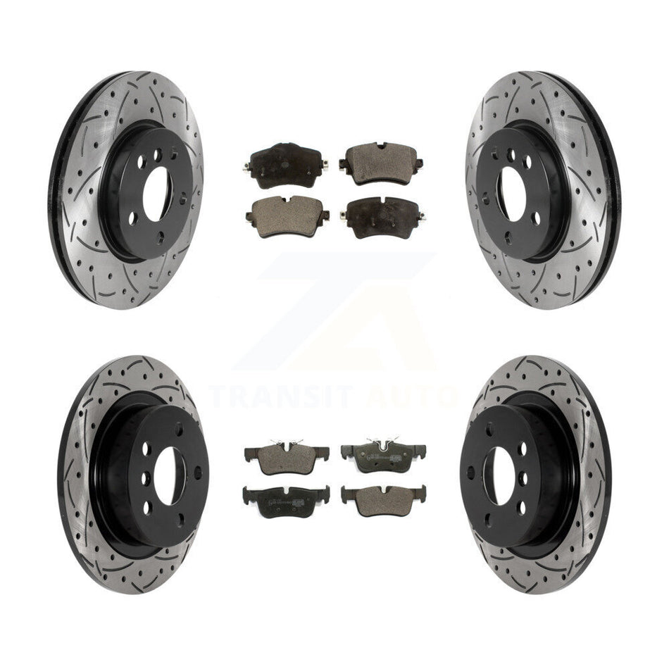 Front Rear Coated Drilled Slot Disc Brake Rotor & Ceramic Pad Kit For Mini Cooper Clubman KDT-101046