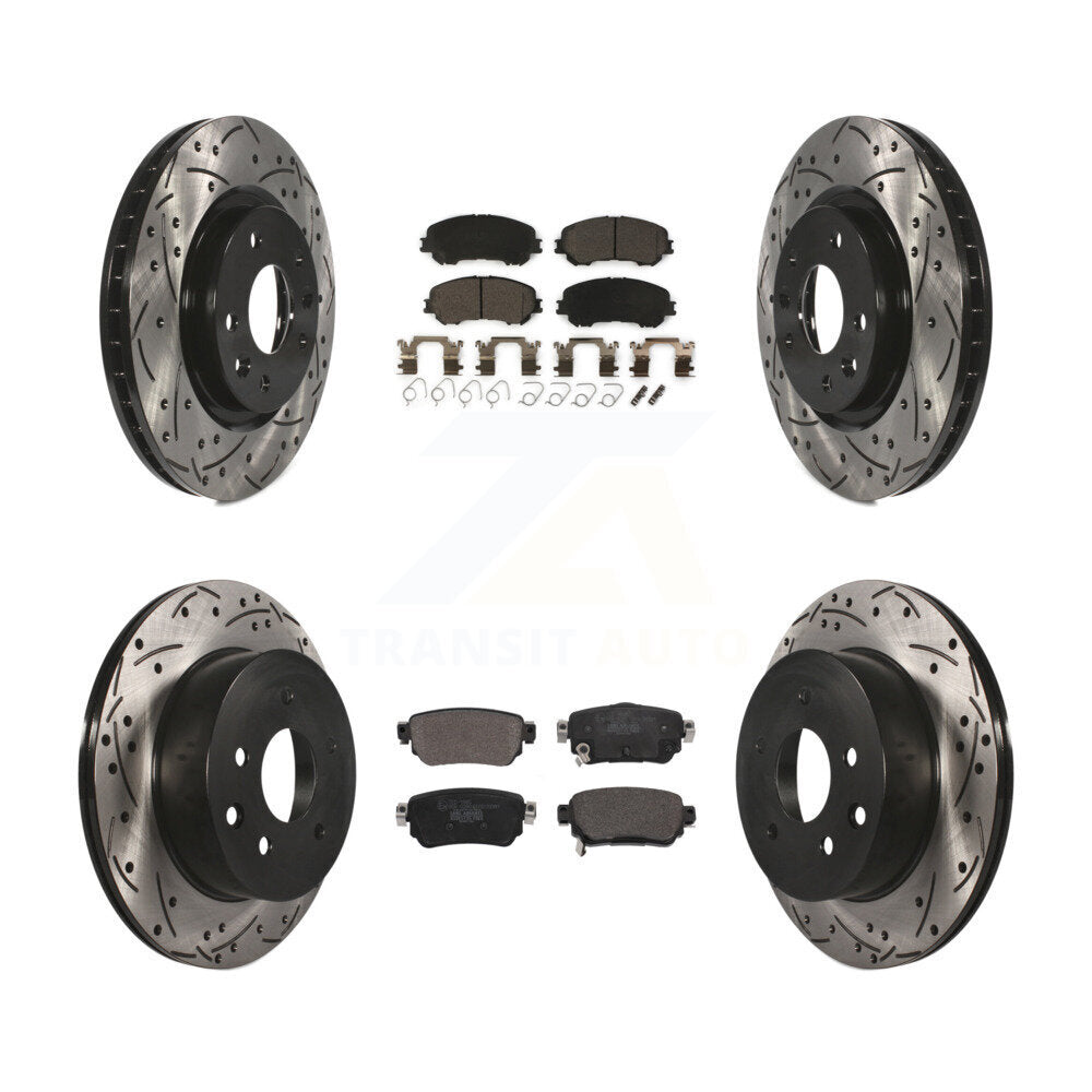 Front Rear Coat Drill Slot Disc Brake Rotor Ceramic Pad Kit For 2019 Nissan Rogue Sport S KDT-101063