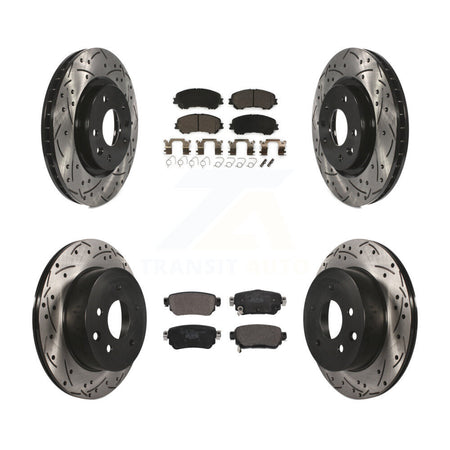 Front Rear Coat Drill Slot Disc Brake Rotor Ceramic Pad Kit For 2019 Nissan Rogue Sport S KDT-101063