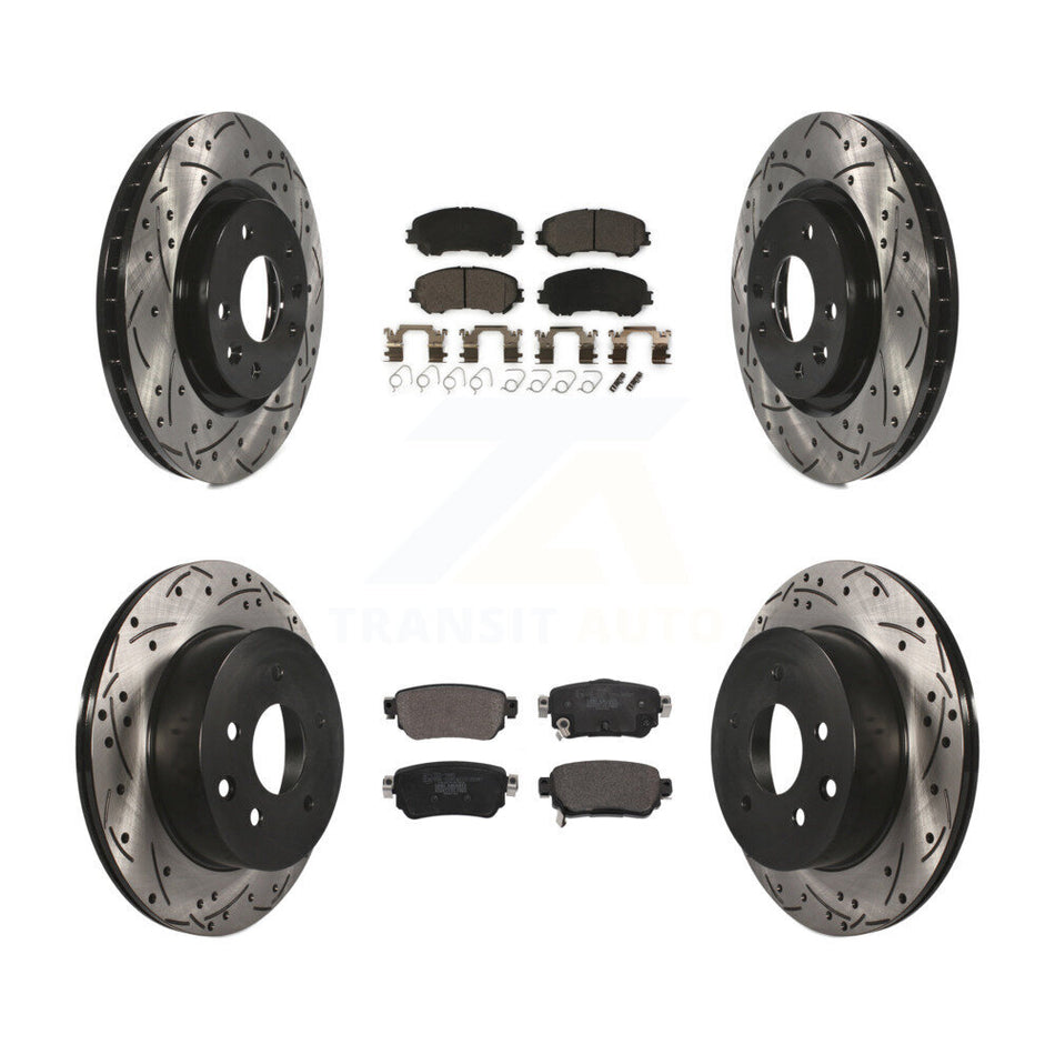 Front Rear Coat Drill Slot Disc Brake Rotor Ceramic Pad Kit For 2019 Nissan Rogue Sport S KDT-101063