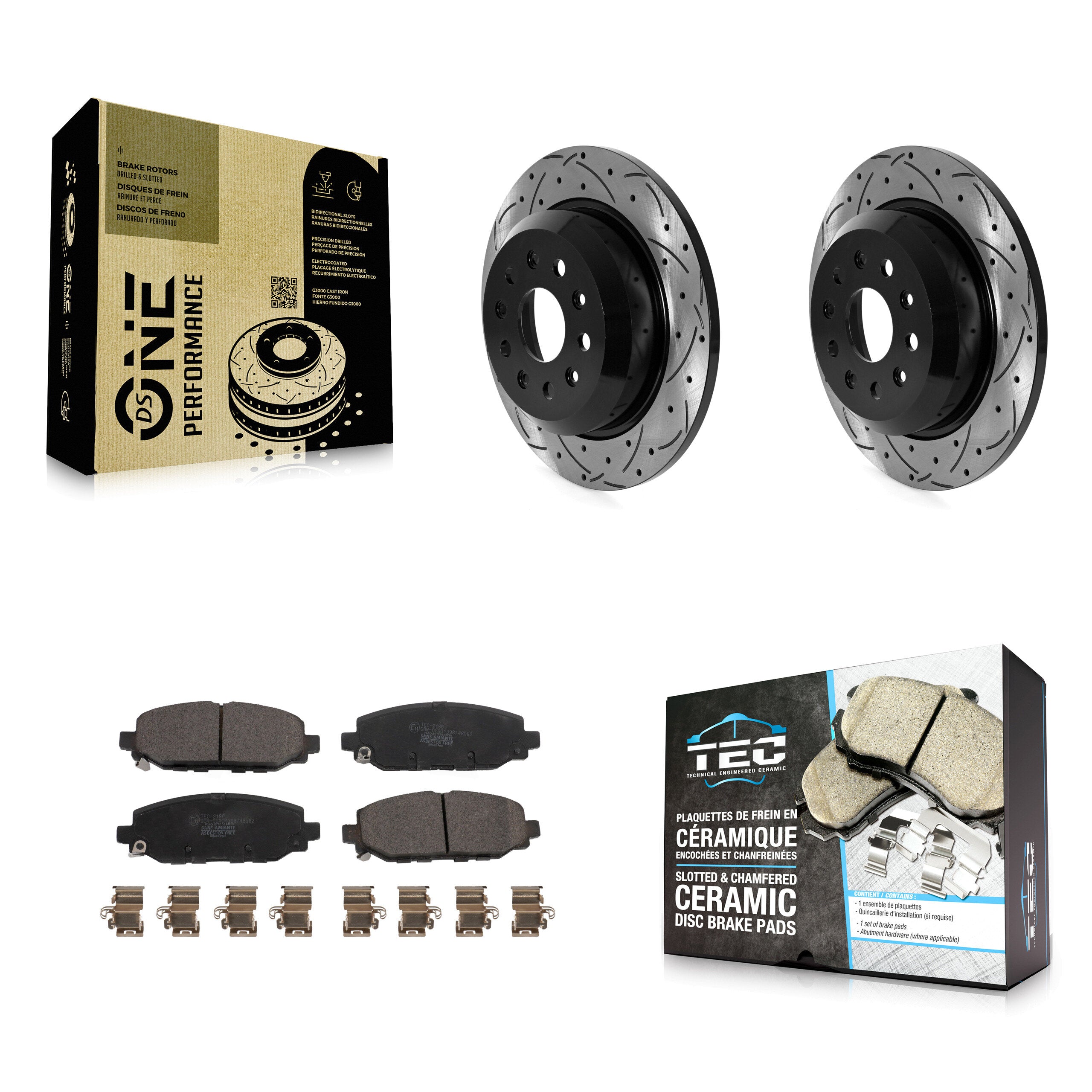 Rear Coat Drill Slot Disc Brake Rotor Ceramic Pad Kit For 2018-2020 Jeep Wrangler Rubicon KDT-101067