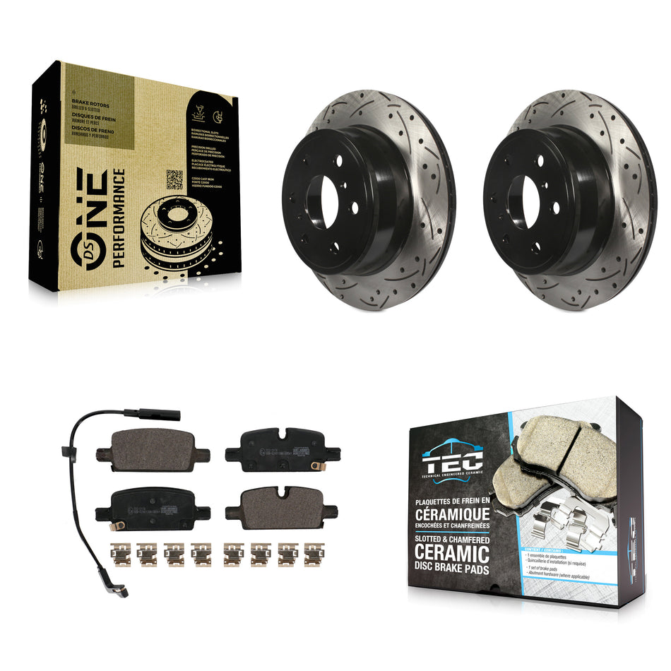 Rear Drill Slot Brake Rotor Ceramic Pad Kit For GMC Sierra 1500 With Manual Parking KDT-101069