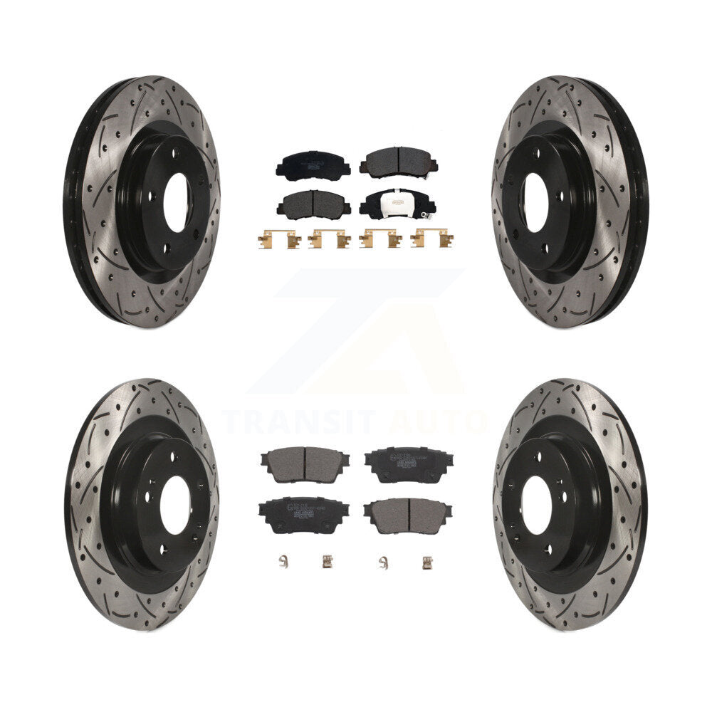 Front Rear Coat Drill Slot Disc Brake Rotors Ceramic Pad Kit For Mitsubishi Eclipse Cross KDT-101086