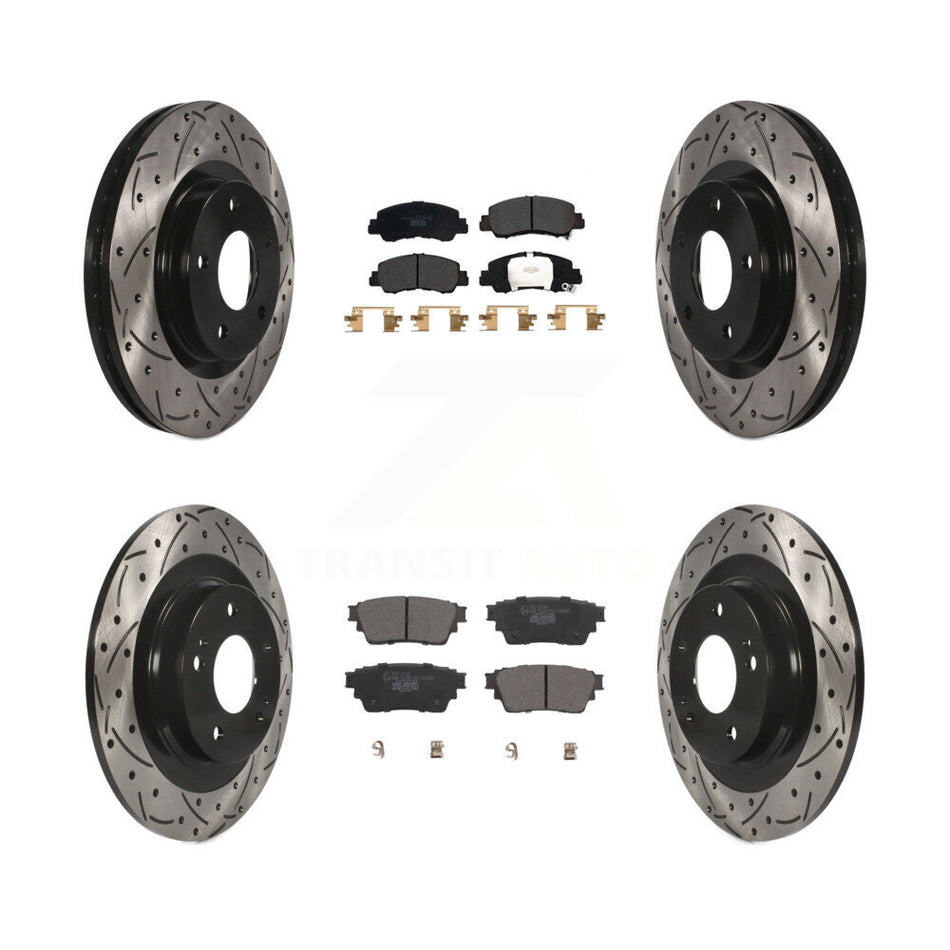 Front Rear Coat Drill Slot Disc Brake Rotors Ceramic Pad Kit For Mitsubishi Eclipse Cross KDT-101086