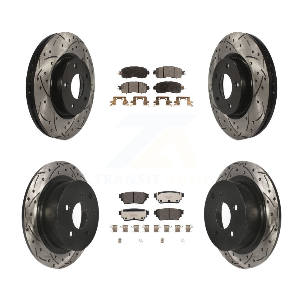 Front Rear Drilled Slot Disc Brake Rotors Ceramic Pad Kit For 2019-2020 Nissan Altima AWD KDT-101088