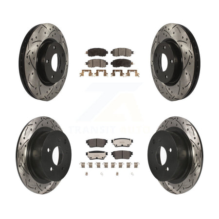 Front Rear Drilled Slot Disc Brake Rotors Ceramic Pad Kit For 2019-2020 Nissan Altima AWD KDT-101088